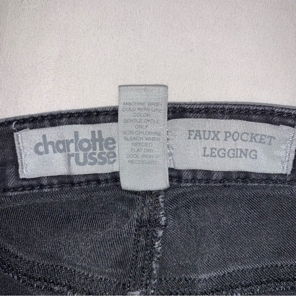 🆕 Charlotte Russe Black Jeans Women’s 8 Faux Pocket Legging Got Emo COlor Denim - Picture 6 of 8